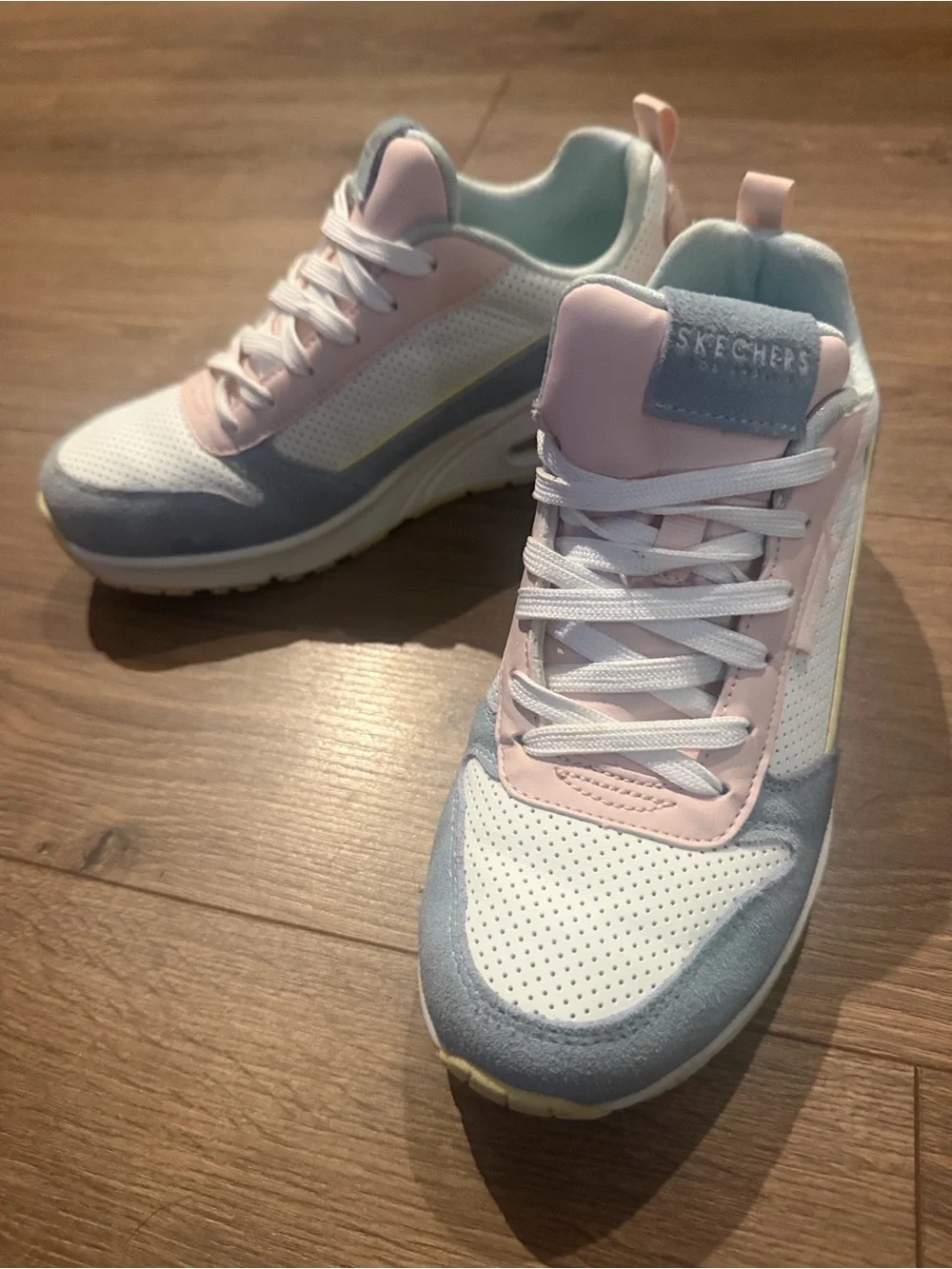 Skechers Women’s Pink, Light Blue & White Athletic Sneakers
